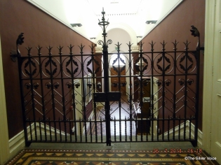 Gates on top of stairs leading to what was the Courthouse