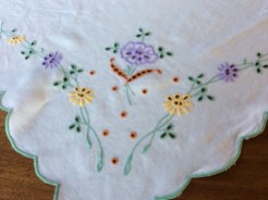 A tablecloth that she also treasured for years ..she gave me this in 1997 (thesilvervoice)